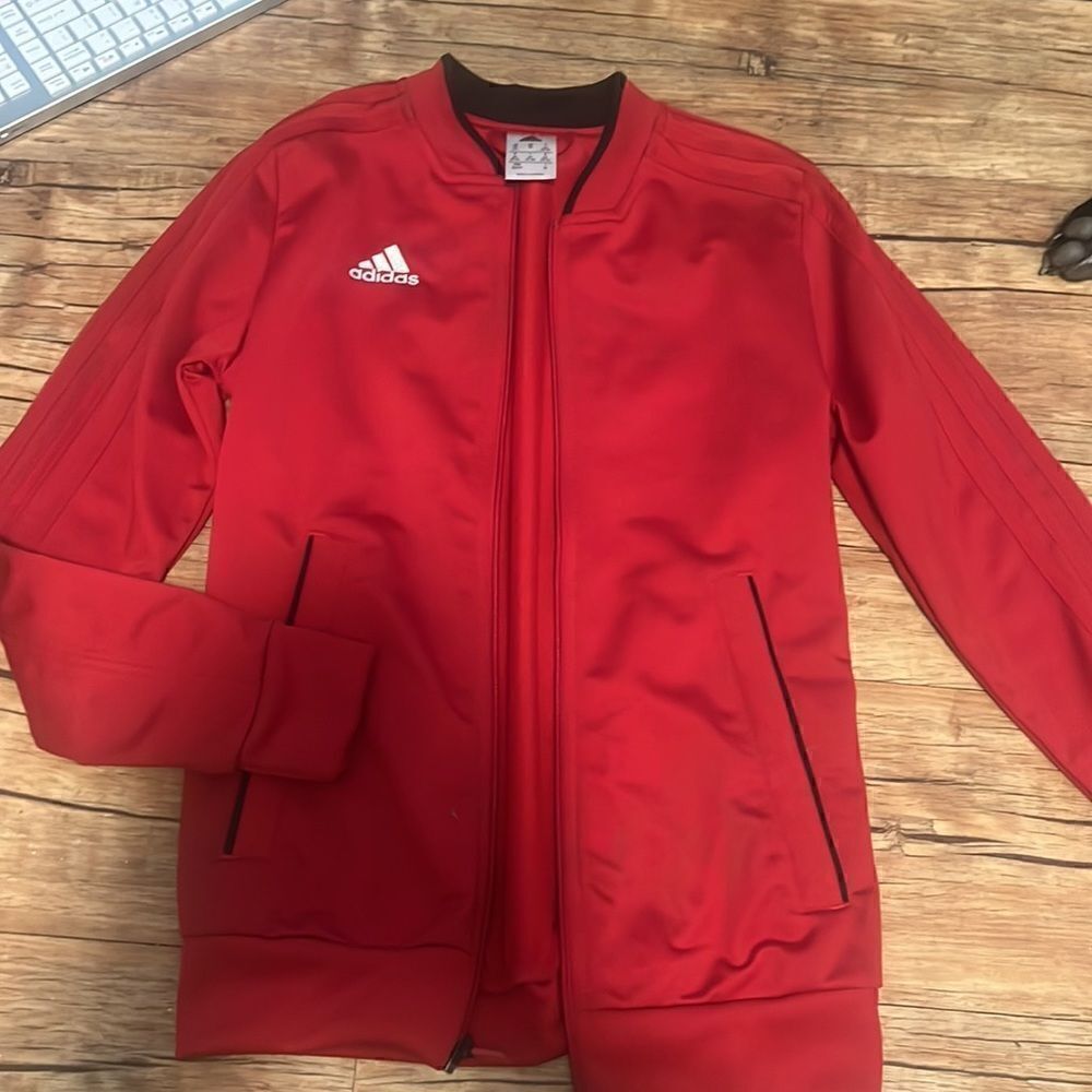Small Red Adidas Condivo Zip Up Jacket - Picture 2 of 4